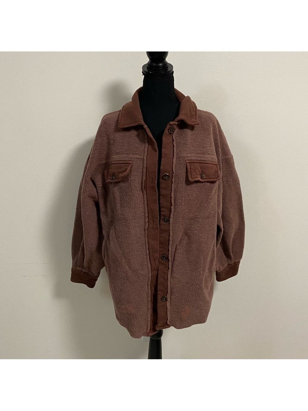Free People Jacket Womens Size Small Brown Ruby Shirt Fleece Jacket Date Night